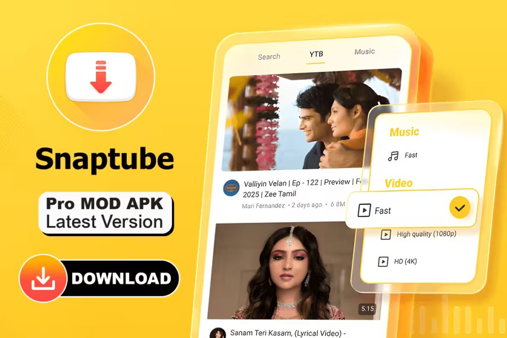Snaptube Pro APK downloading videos from Instagram, Facebook, and WhatsApp